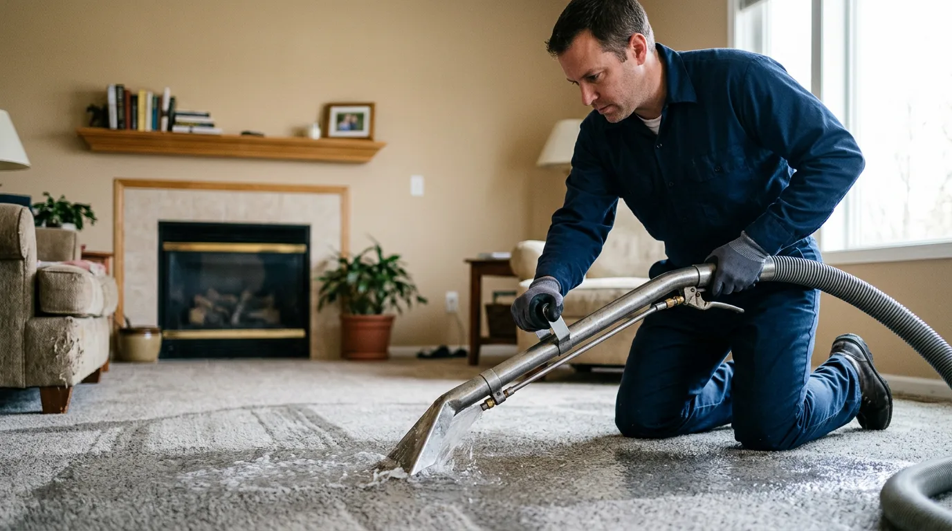Water damage restoration technician working near Olney, TX